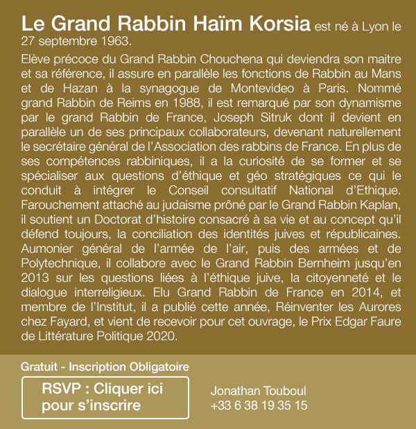 Israel Bonds B'yachad We Bond - Grand Rabbin Haïm Korsia - 14 Décembre 2020